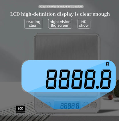 3Kg/500G 0.01g Digital Kitchen Scale Precision Scales Jewelry Weighing For Food Diet Postal Balance Measuring LCD Electronic