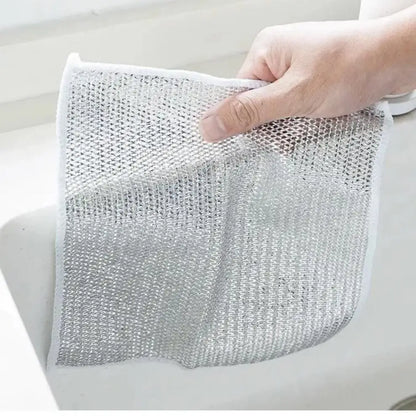 Magic Cleaning Cloth Silver Dish Towel Reusable Non Stick Oil Dishcloth Strong Rust Removal Replace Steel Wire Balls Rag